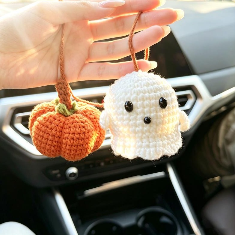 Fantôme au Crochet pour Rétroviseur – Déco Halloween