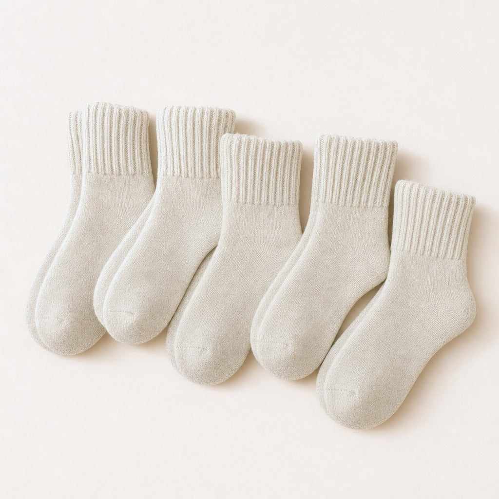 Chaussettes Cocooning Crème – Lot de 5 paires